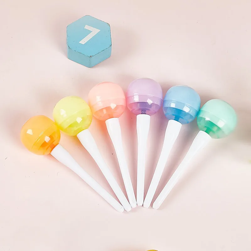 Children‘s Day Gift Lollipop Fluorescent Pen Si'x Colors Mini Fluorescent Pen Writing Error Marker Pen Novelty Cute Stationery