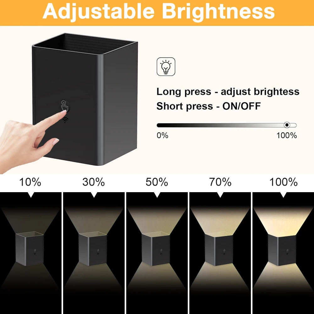 Obrázek 3: 2ks RGB bezdrátový LED zeď lampa nahoře a shodit zeď val 4000mah dobíjecí chytrý s stepless dimming&memory funkce halové