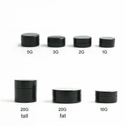 100pcs/lot 1g 2g 3g 5g 10g 20g Black Plastic Jar Mini Round Cream Jars Refillable Cosmetic Bottle Make Up Sample Container Empty
