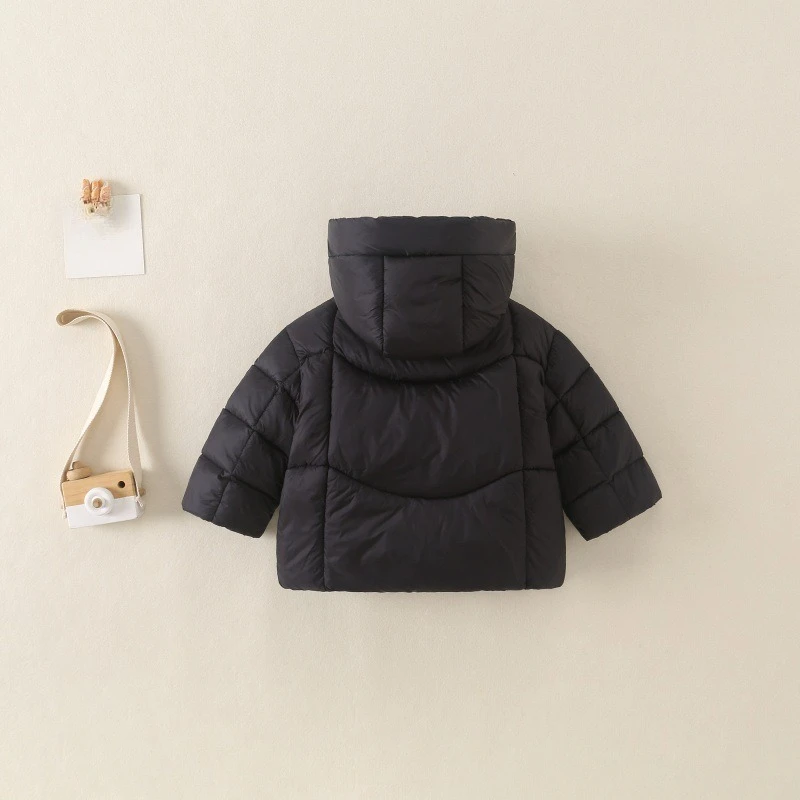 2026 Winter New Fashionable Hoodie Soft Sticky Warm Thick Solid Color Short Cotton Jacket for Children