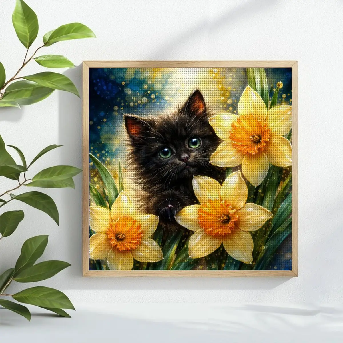 1 Stück 30x30 cm/11,8 Zoll Blumen- und Katzen-Motiv Kreuzstich-Set DIY-Kit 11/14/16CT DIY-Stickset Kreuzstich-Set – Detail 2