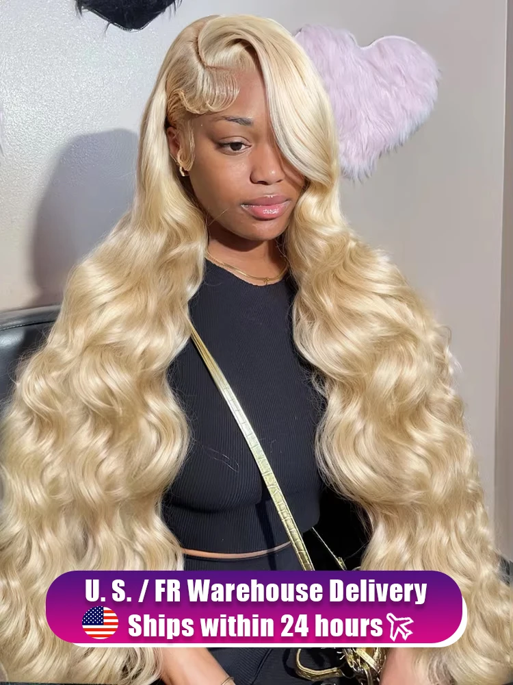 

250 Density Raw 13x6 HD Body Wave Lace Front Human Hair Wigs 613 Honey Blonde Colored 30 40 Inch 13x4 Lace Frontal Wig For Women