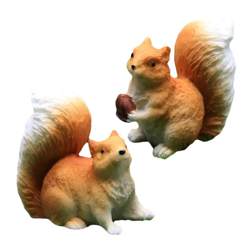 

2 Pcs Succulent Moss Micro Landscape Fake Squirrel Succulents Mini Small Resin Miniature