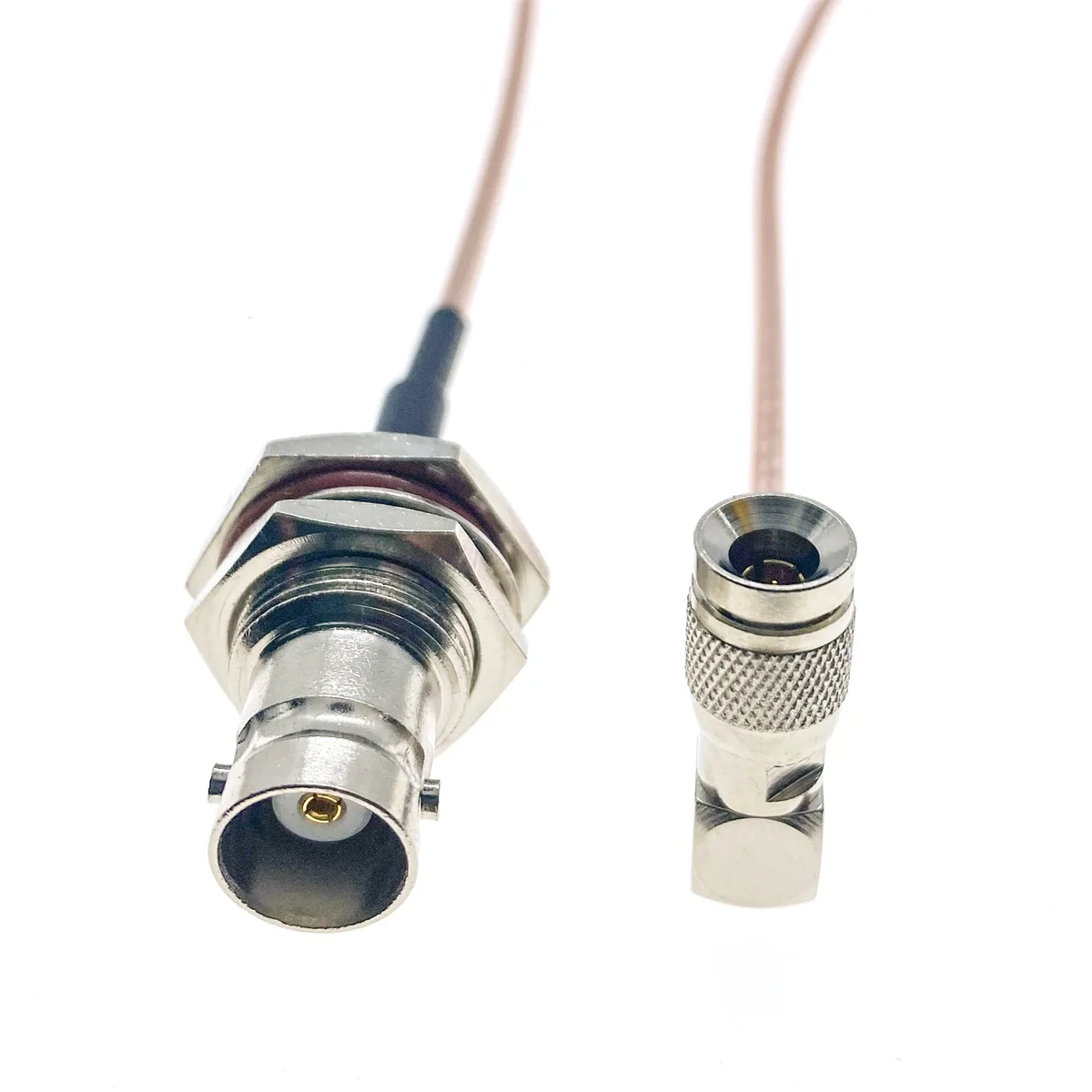 RG316 Mini BNC DIN 1.0/2.3 Right Angle to BNC Female Jack Bulkhead 50 Ohm RF Coax Extension Cable Pigtail Coaxial