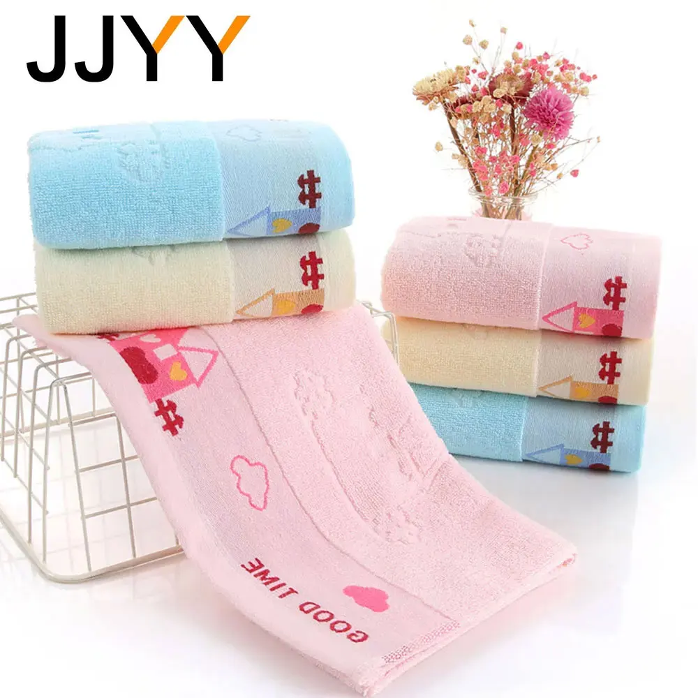 JJYY New Pure Cotton Children\'s Towel 25*50 Soft Absorbent Baby Student Face Wash Towel