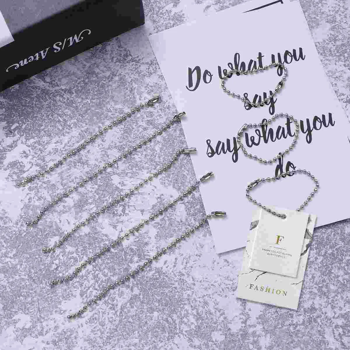 Key Rings for Jewelry Chain Ball Silver Tone Connector Clasp Chains Nickel Plated Tag