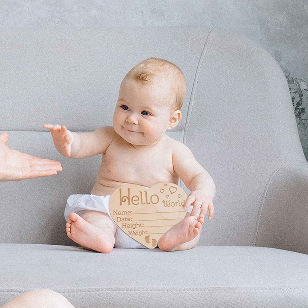 4 pçs anúncio de nascimento do bebê sinais de madeira sinal de nome do recém-nascido marco cartões de fotos infantil berçário decoração presente