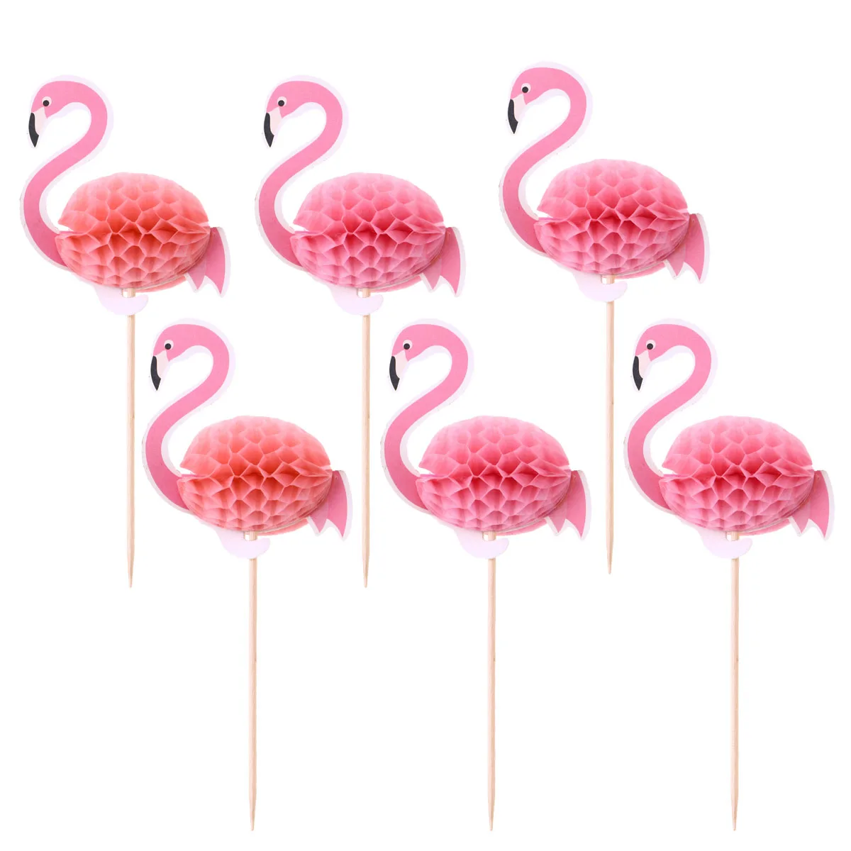 

6 Pcs Toppers 3D Picks Hawaii Party Supplies Bamboo 3D Flamingo Cake Picks Paper Cake Decorations Birthday Tropical