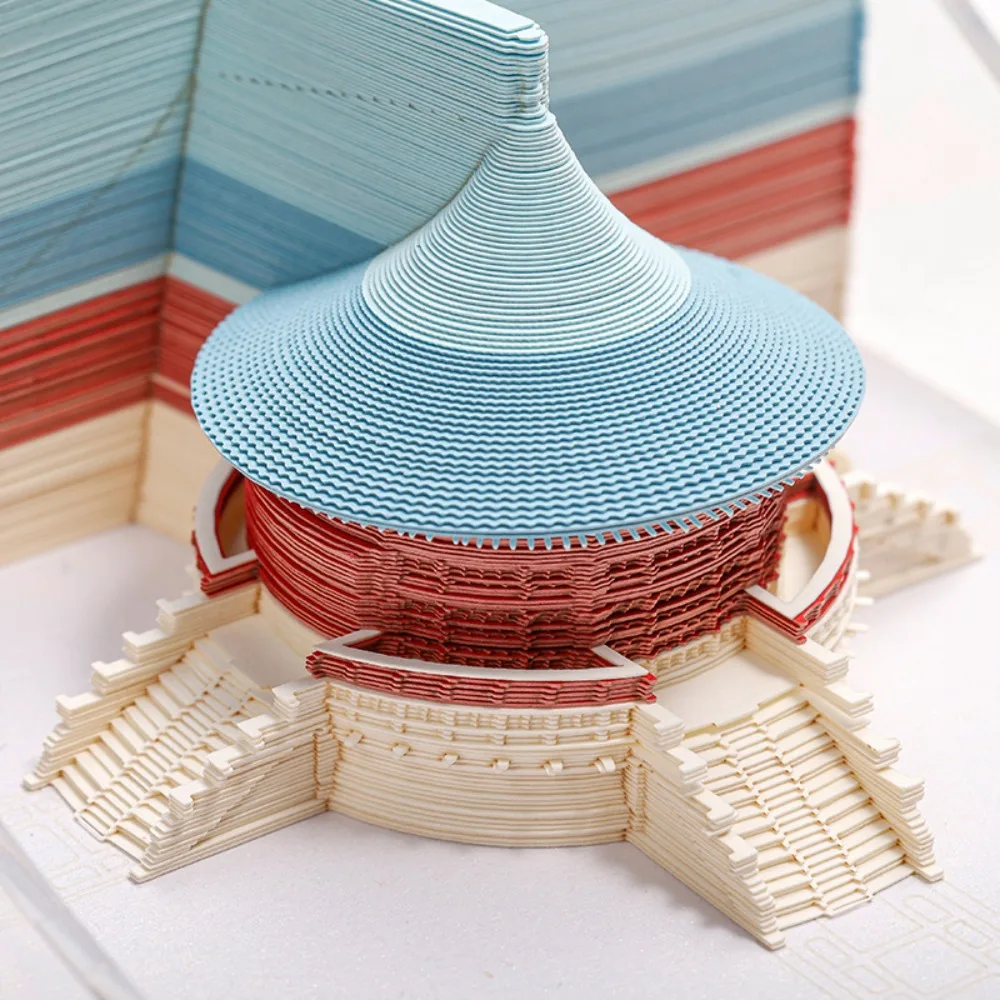 Regalo personalizado, cuaderno de notas adhesivas 3D, bloque de papel con paisaje tallado en papel, arquitectura estéreo, diseño Huangqiongyu