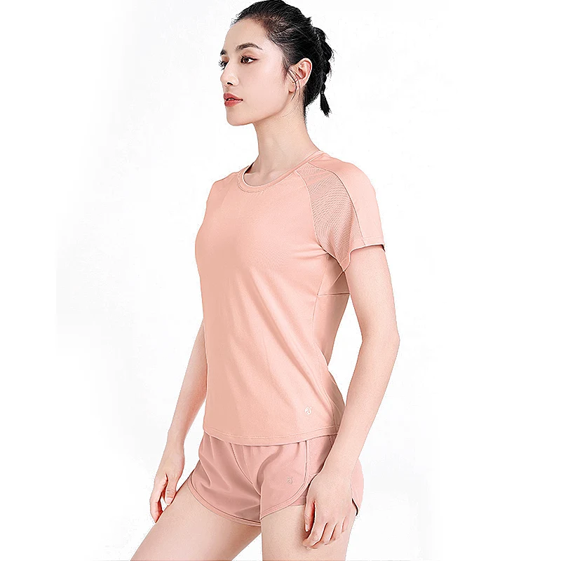 GOLDEN CAMEL Yoga Suit Ice Silk Thin T-shirts Women\'s Summer Short-sleeved Casual Running Shorts Sportswear Gym Fitness Clothes