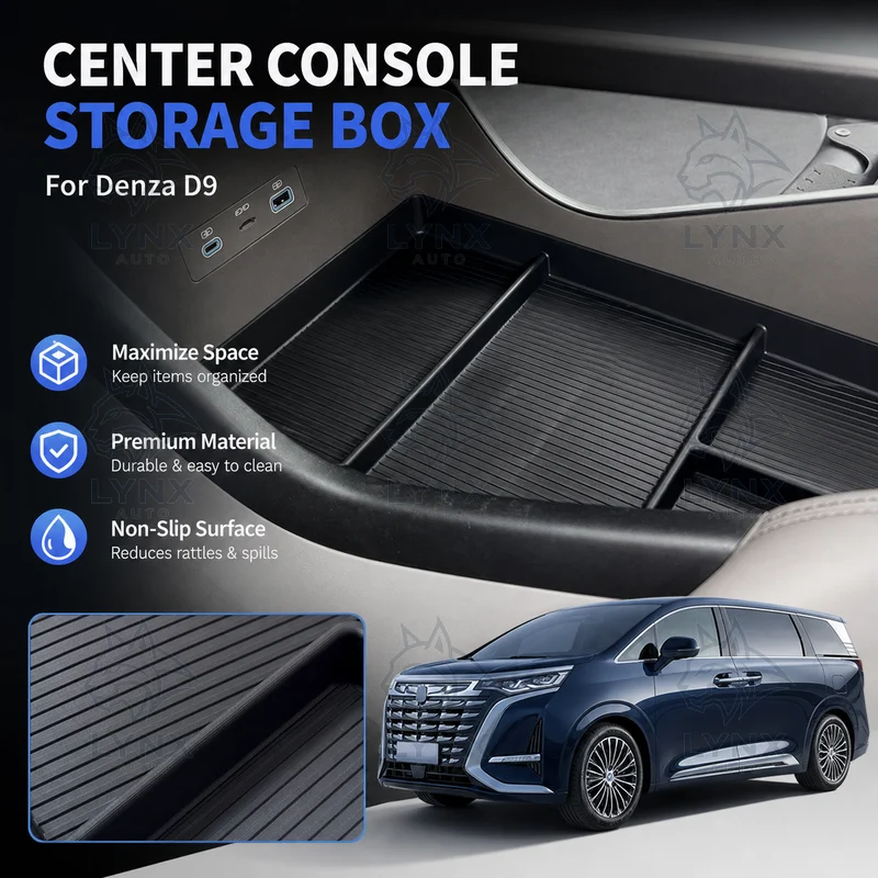 For Denza D9 Center Console Storage Box Dashboard Rear Storage Organizer Car Interior Accessories Decoration Upgrade