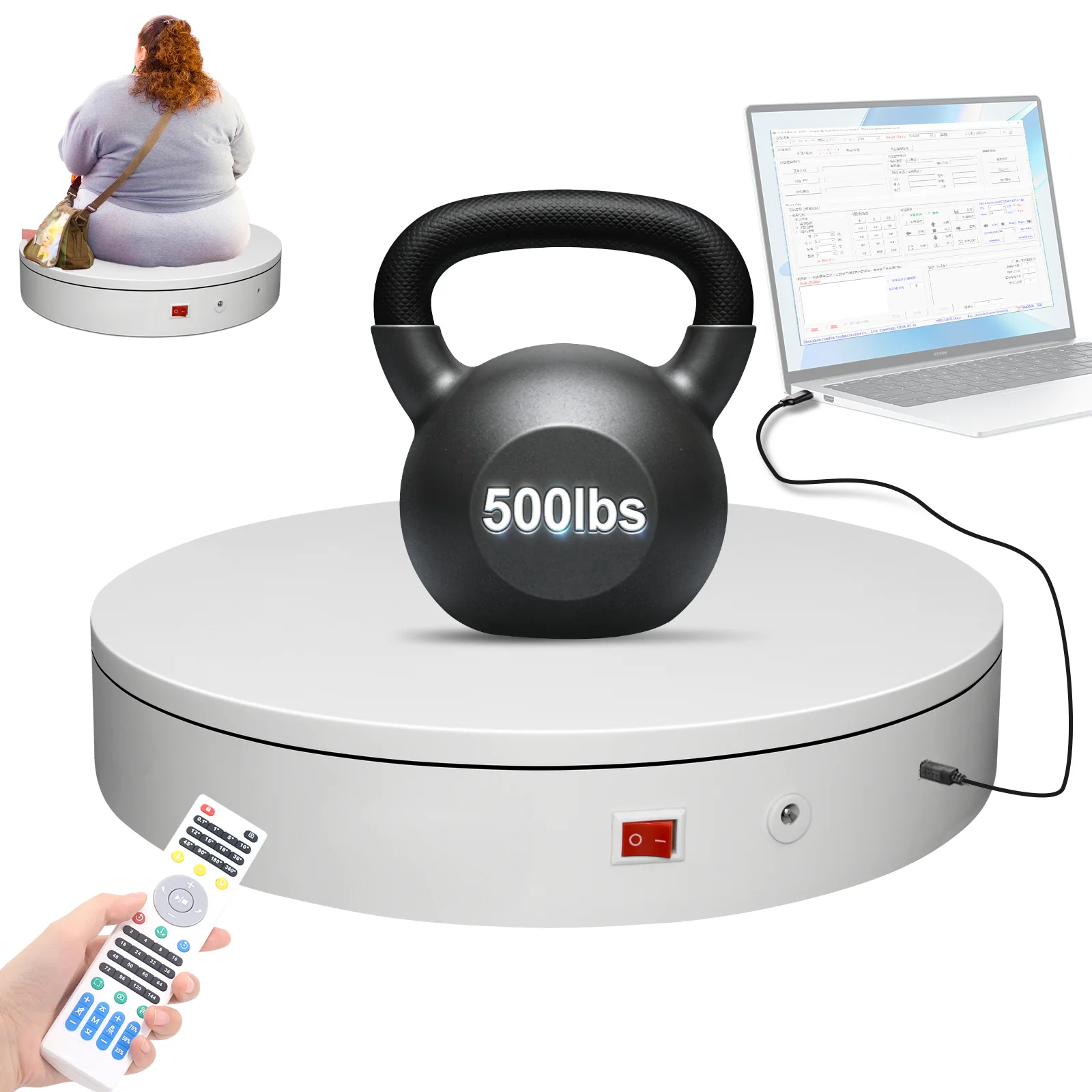 

MT500RUL100ProV6 USB Connected Programmable Motorized Turntable 360 Photography Turntable for Product Display 3D Scanning