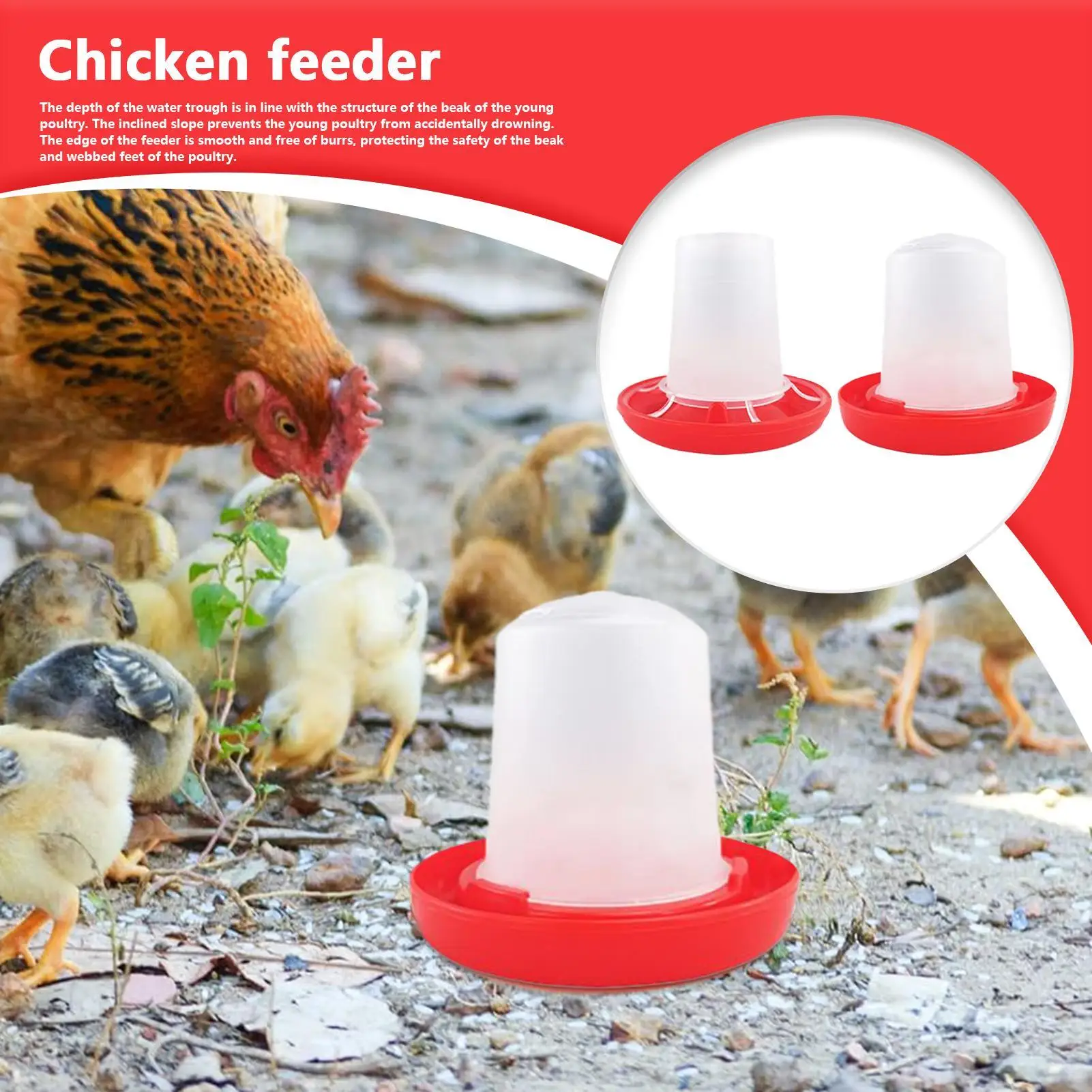 Chick Feeder and Waterer Kit Plastic Rotary Sleeve Design Automatic Feeding and Watering Bucket for Pigeons Chicks Poultry