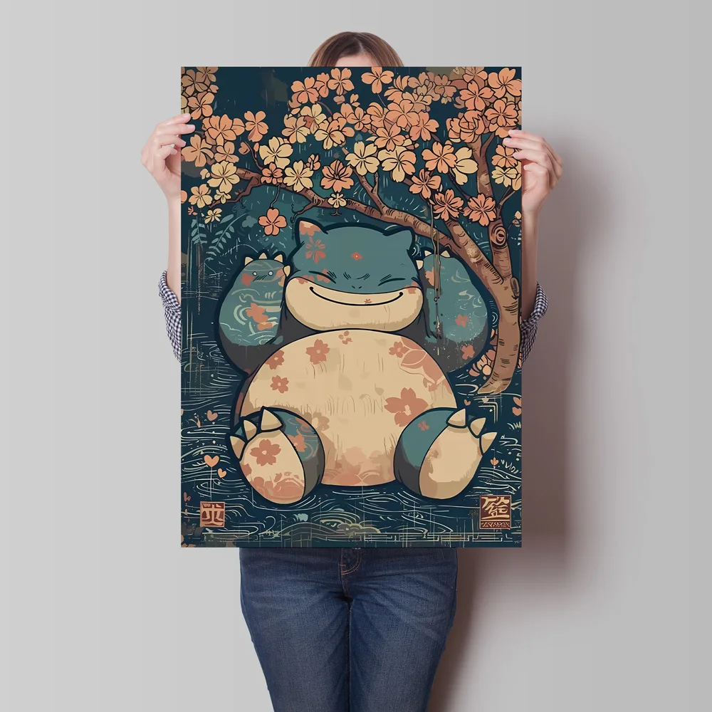 Retro Style Pokemon Lucario Wall Painting Anime Poster with Rich Details Cartoon Character Picture Home Children's Bedroom Decor