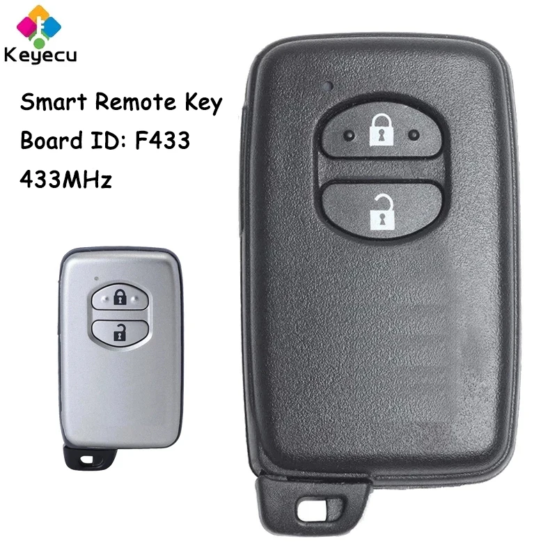 KEYECU Replacement Smart Remote Control Car Key With 2 Buttons 433MHz for Toyota Prius 2012 2013 2014 2015 + Fob Board ID: F433