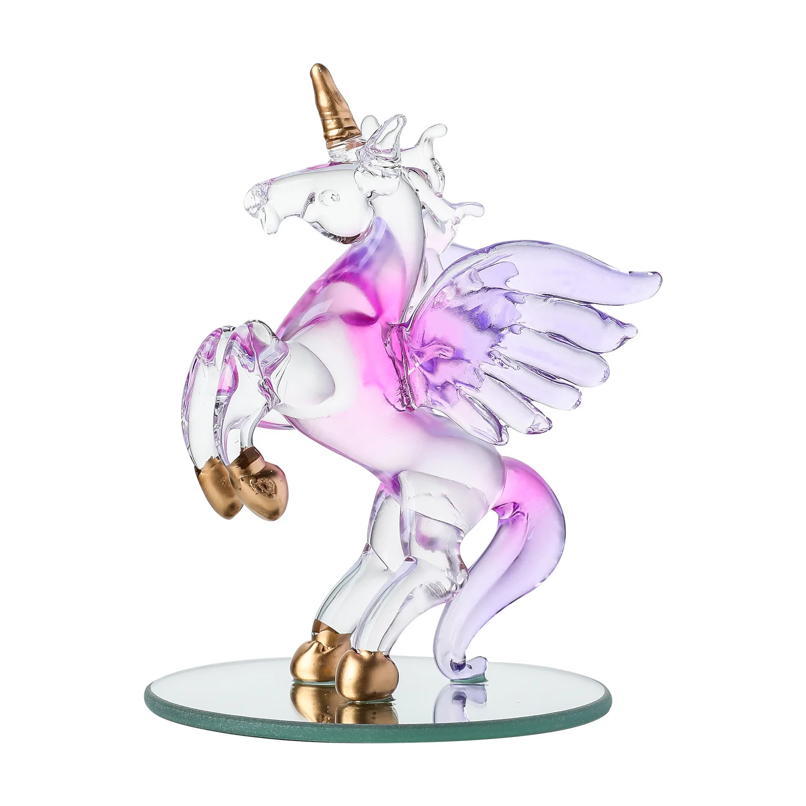 Crystal Angel Horse Figurine Glass Unicorn Ornament Animal Sculpture Paperweight Table Decor for Kids Birthday Gift