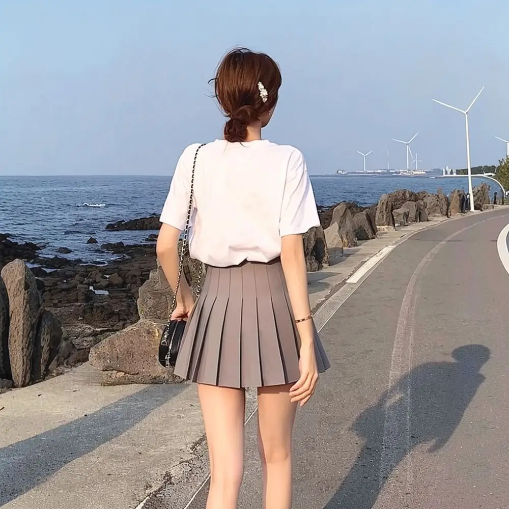 Women Summer High Waist Pleated Skirt Casual British Style Elastic Slim Fit Trendy Fashion A Line Elegant Mini Skirts