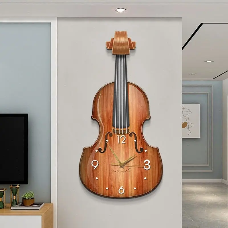 Guitar Violin Creative Wall Clock, Home Hanging Decoration, Fashion Hanging Watch, Living Room, Dining Room Art