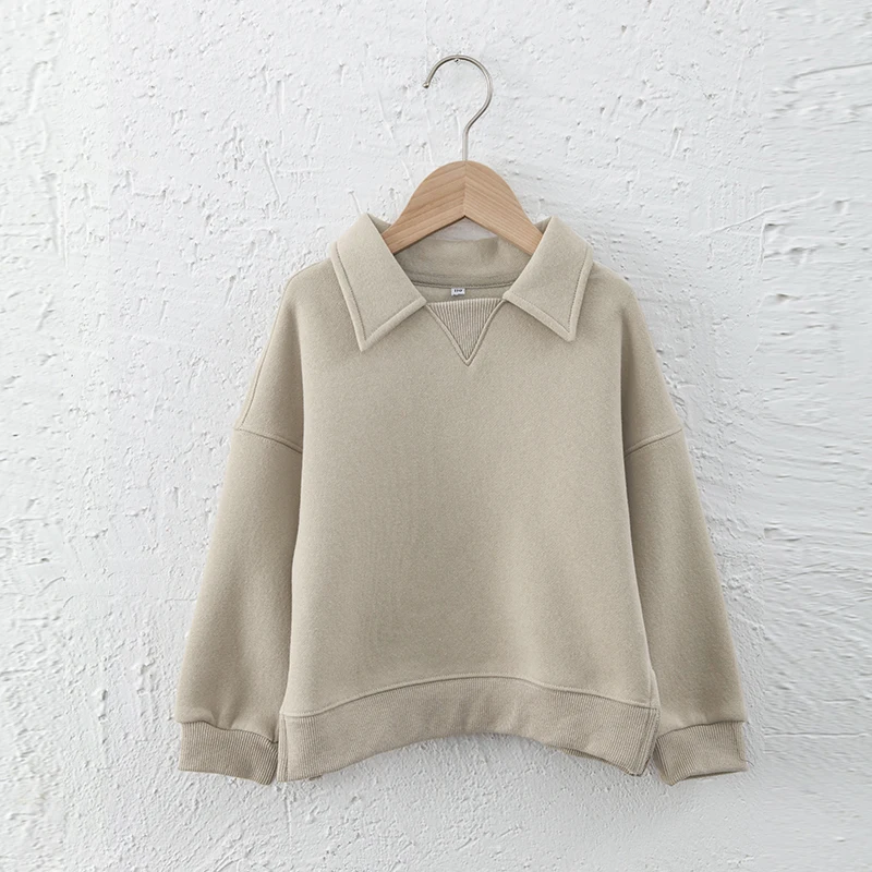 Kinder kleidung Jungen und Mädchen Baumwolle Plüsch warme Sweatshirts Herbst Winter neue Kinder Revers lässig lose Langarm pullover – Detail 22