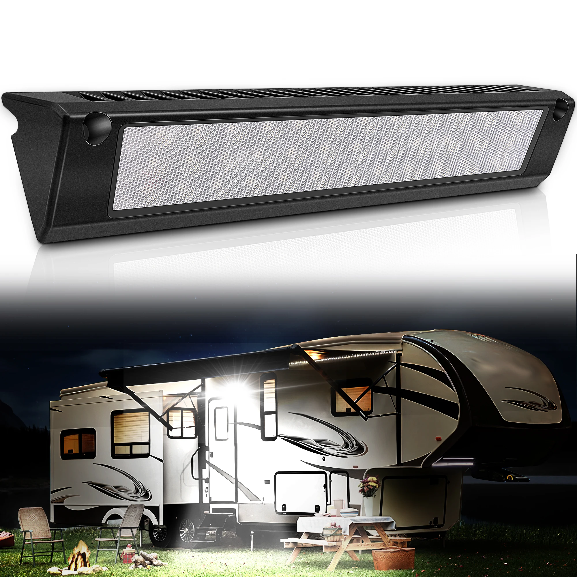 RV Lights Exterior 12V RV Porch Light 12 Volt LED Trailer Lights Outdoor Awning Light RV Accessories for Outside 6000K 90W 2800L