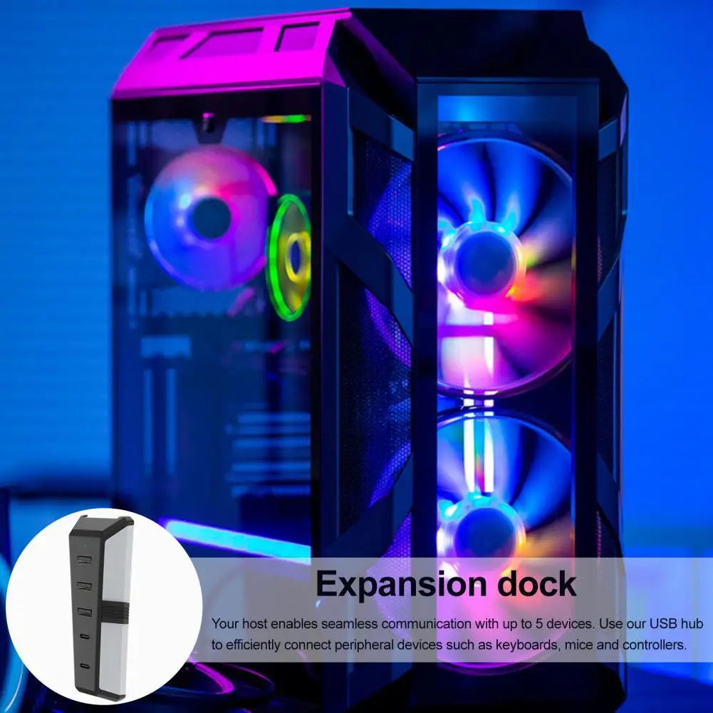 Universal Compatibility Usb Hub Universal Gaming Console Type-c 3.1 Usb Extender for Ps5 Data Transfer Easy to Use 5