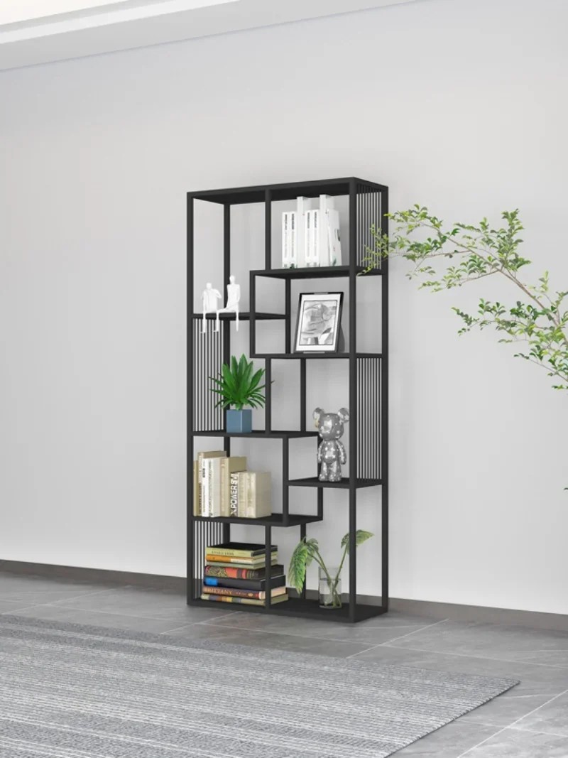 Nordic creative office partition rack living room wrought iron bookcase floor simple modern entrance storage customization