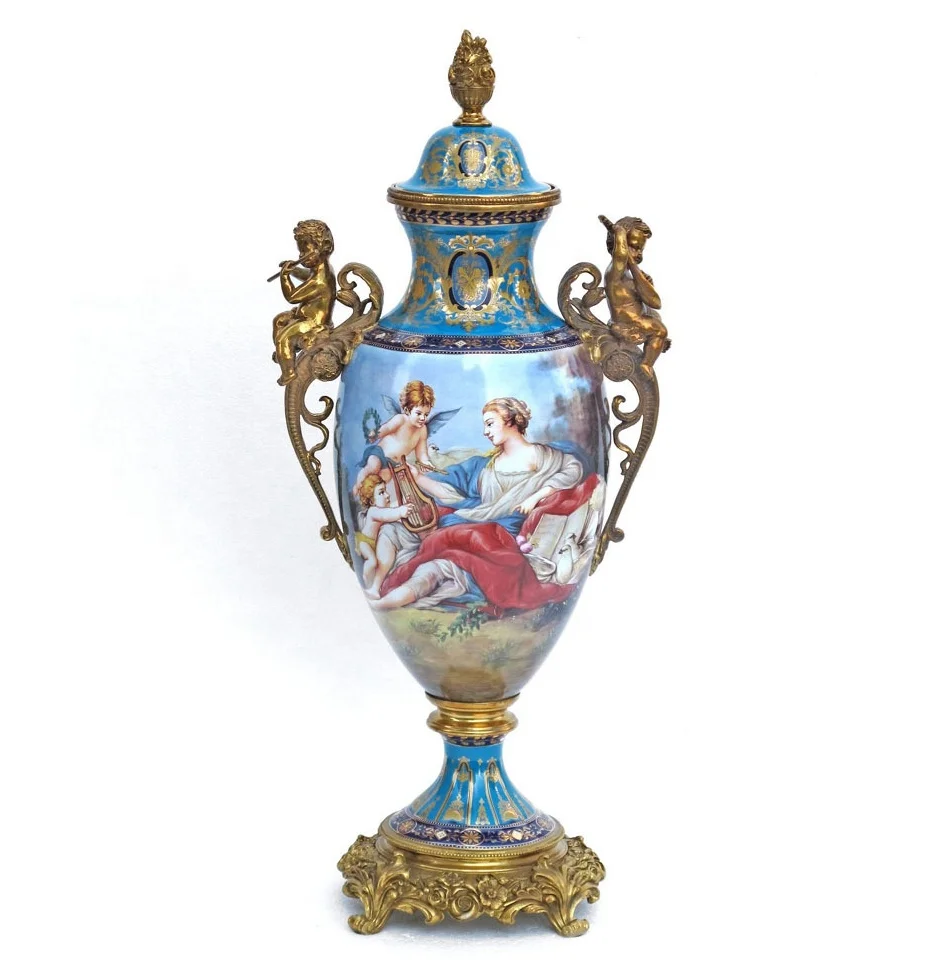 

Luxury Porcelain Antique Vase Angel French Court Characters Classical Bronze Vase Villa Living Room Ornament
