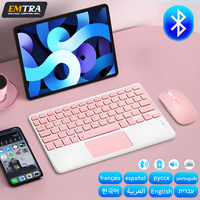 kawaii TrackPad Wireless Keyboard For IOS Android Windows Tablet For iPad Air 4 Mini Pro Spanish Arabic Korean Russian Keyboard