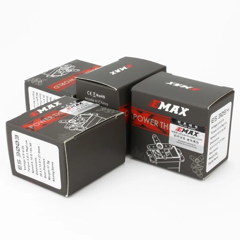 10 Pcs/Set EMAX ES3004 Mini Analog Servo – 17g, Metal Gears for RC FPV Fixed-Wing & DIY Racing Drones