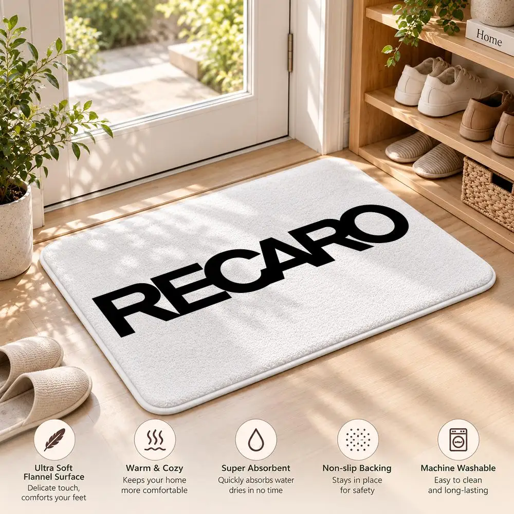 R-RECARO Racing Car Seat Floor Mat Flannel Rug Soft Non Slip Door Mat For Bathroom Bedroom Kitchen Living Room Home Decor