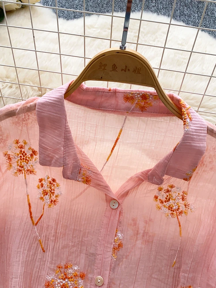 Camisa de mujer con bordado fl - Embroidery Cardigan reseña y precio