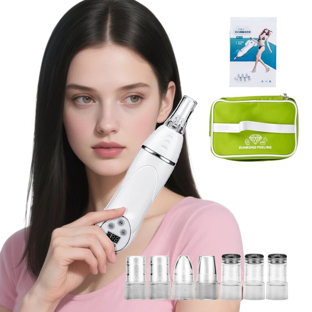 มือถือเพชร Microdermabrasion เครื่อง Facial Peeling ดูด Whitehead จมูก Blackhead Removal สิวทําความสะอาด Skin Care TOOL