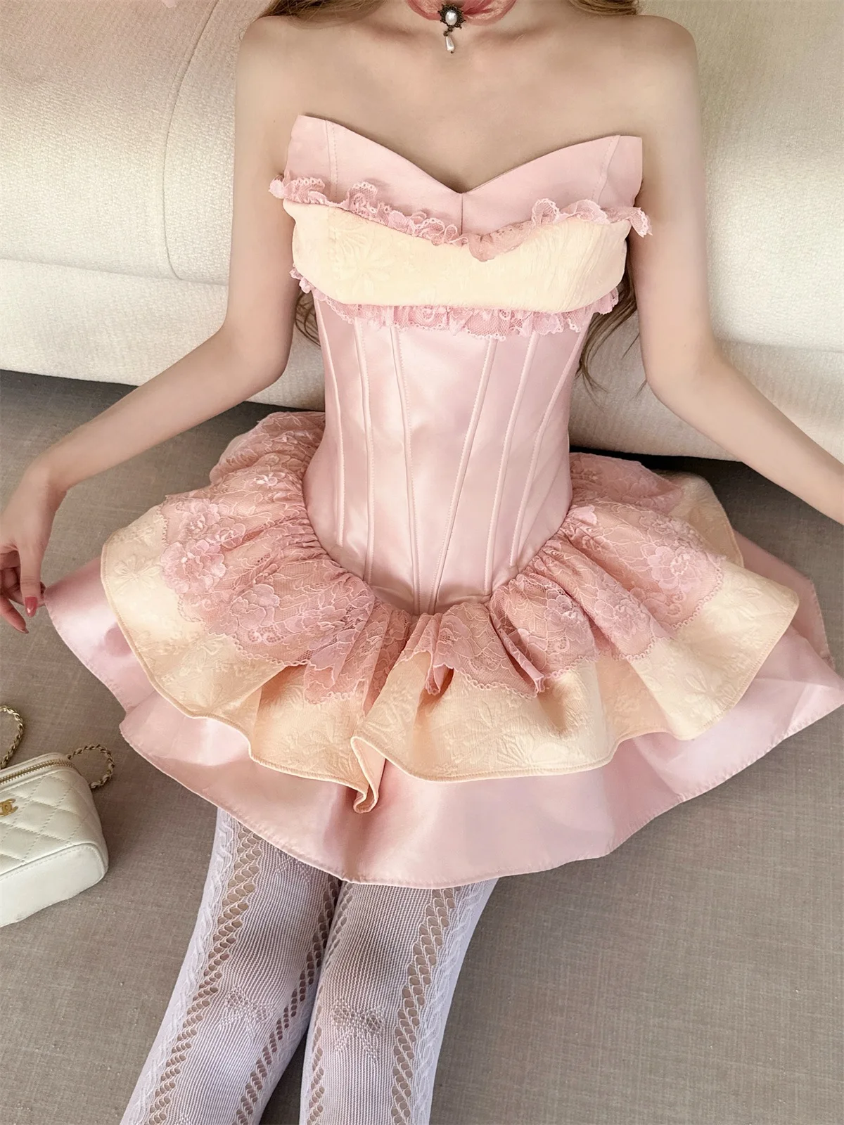 robe-de-princesse-rose-douce-style-ballet-pour-fille-avec-dentelle-bretelles-croisees-volants-coupe-bouffante-sans-manches-taille-haute-fermeture-eclair-pour-l'ete