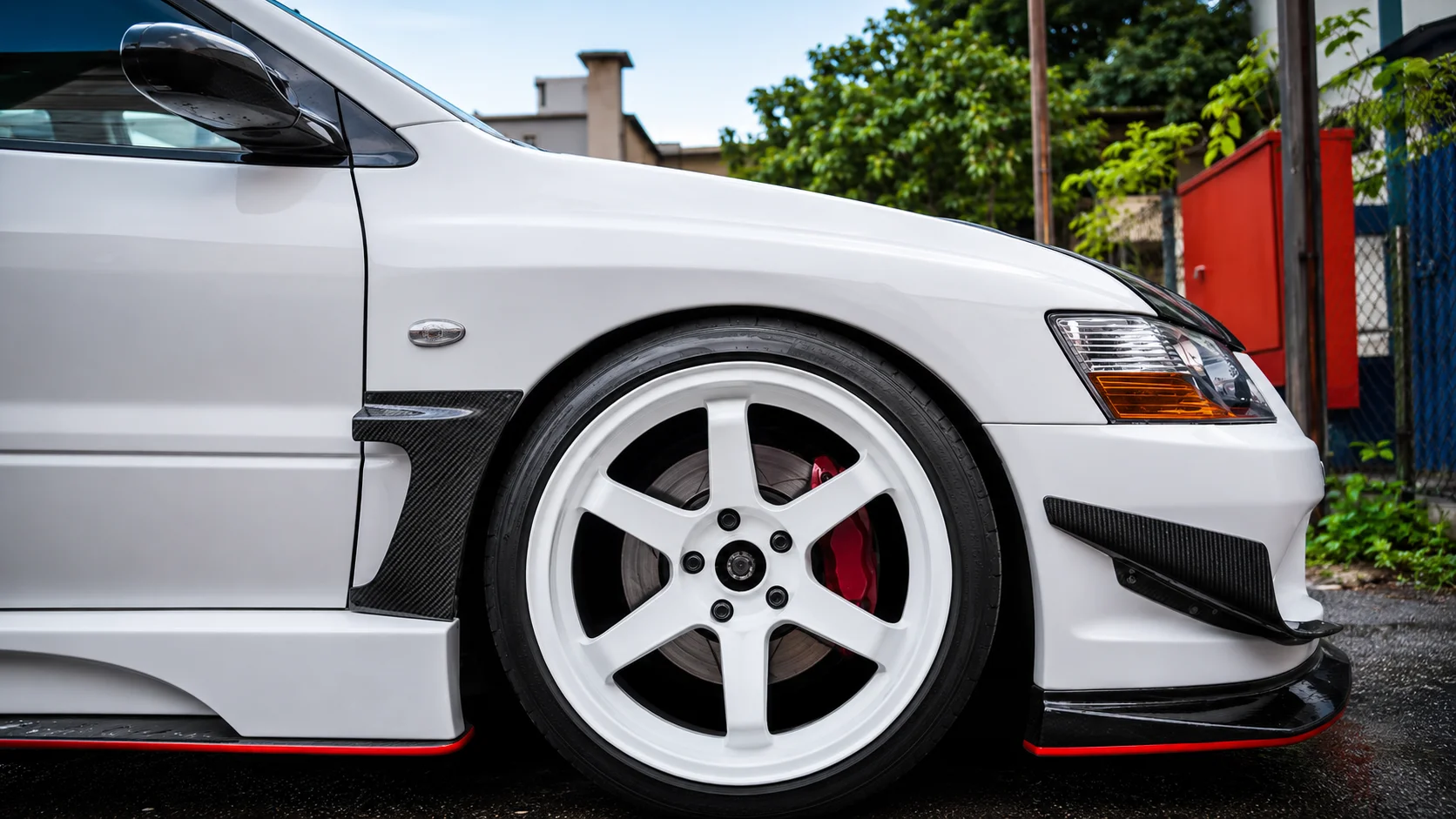 For 2001-2007 Lancer Evolution Evo 7 8 9 VRS Style Partial carbon fiber Front Vented Fender Car Wings Body Kits - view 2