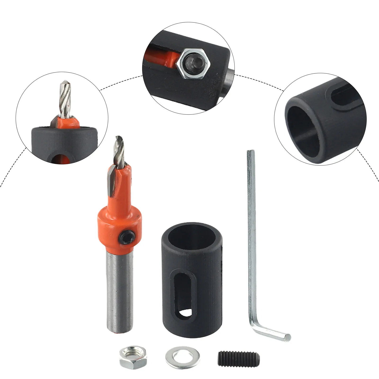 1pc Woodworking Router Bit Round Shank Countersink Drill Stopper Self Tapping Screw Taper For Woodworking Drilling Counterbore