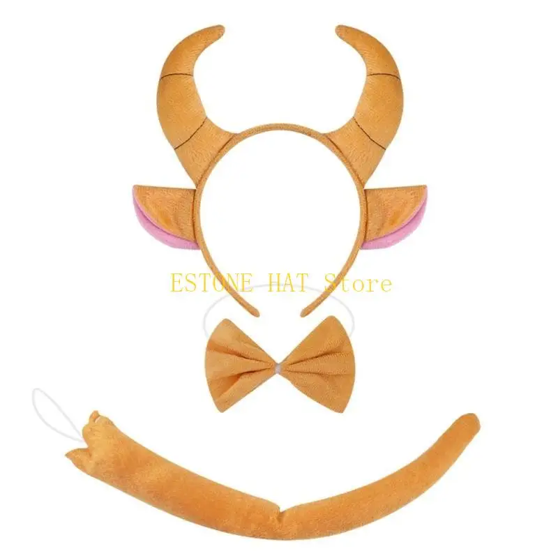 49MF Stylish Horn Headwear Novelty Headpiece Plush Headband Hair Accesories Headpiece for Birthdays and Festivals