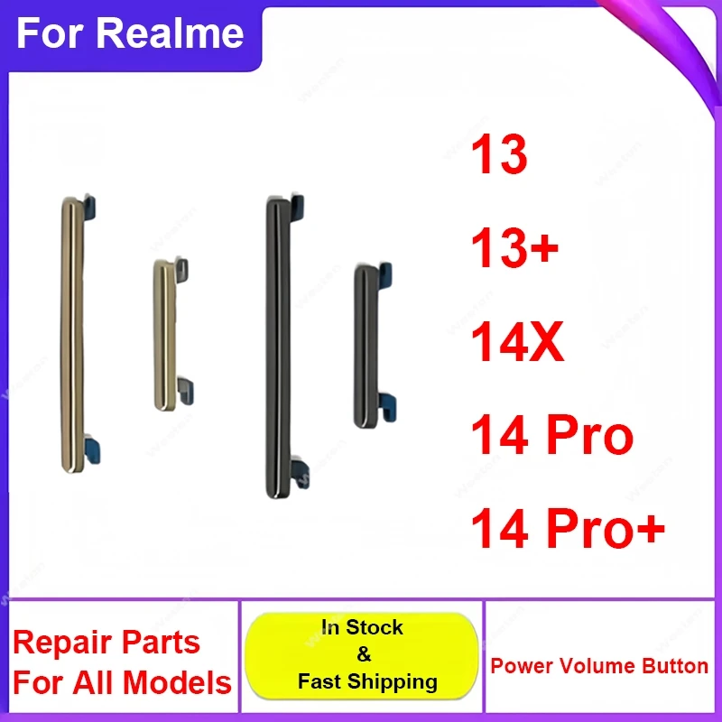 For Realme 13 13 Plus 14X 14 Pro Plus 4G 5G Up Down Power Volume Buttons Volume Button Side Key Repair Spare Parts