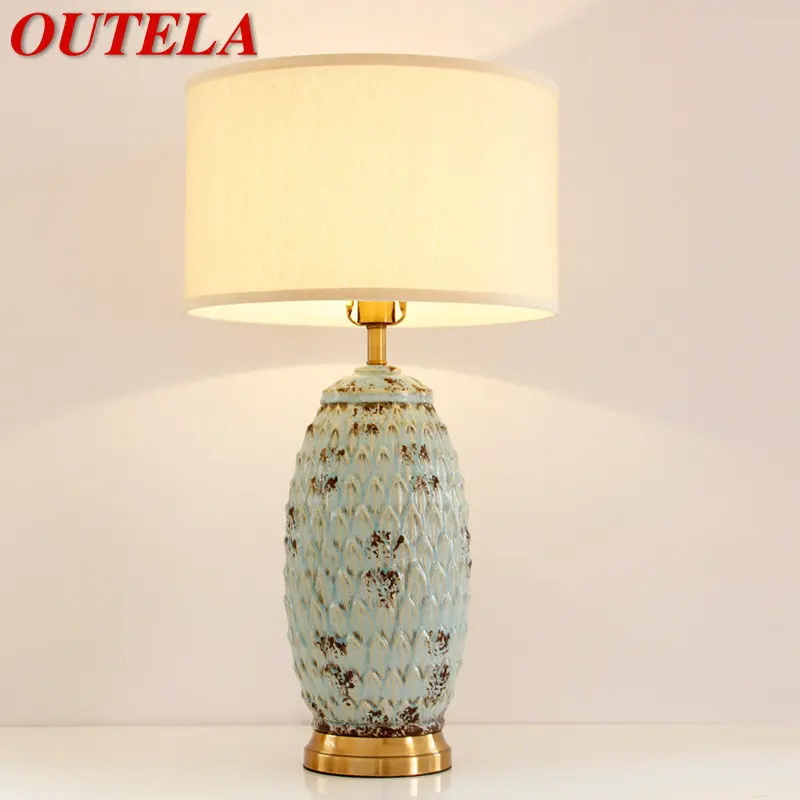 

OUTELA Modern Ceramic Table Light LED Creative Fashionable Bedside Desk Lamp for Home Living Room Bedroom Hotel Decor