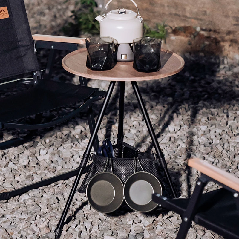 Outdoor Small Round Table Aluminum Alloy Folding Table Portable Camping Adjustable Table Ultra Light Tripod Table Picnic Bar