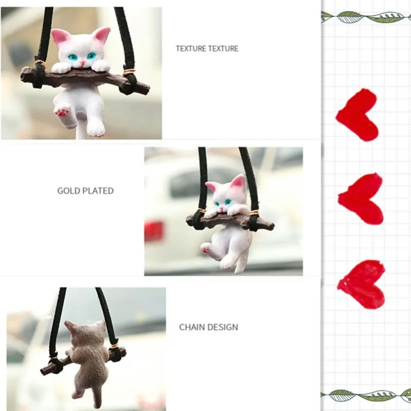 Car Hanging Pendant Ornament Cute Branch Cat Rearview Mirror Pendant Swing Car Interior Decoration Birthday Gift car accessories