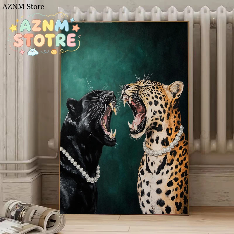 Trendy Cheetah Art Print Poster Emerald Green Leopard Wall Art Canvas Painting Modern Fashion Animal Art Picture Home Decorat