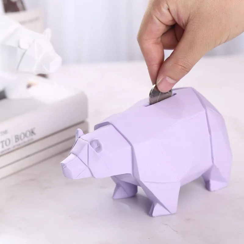 

1Pc Polar Bear Piggy Bank Animal Handicrafts Ornament Colorful Creative Simple Decoration Home Decor