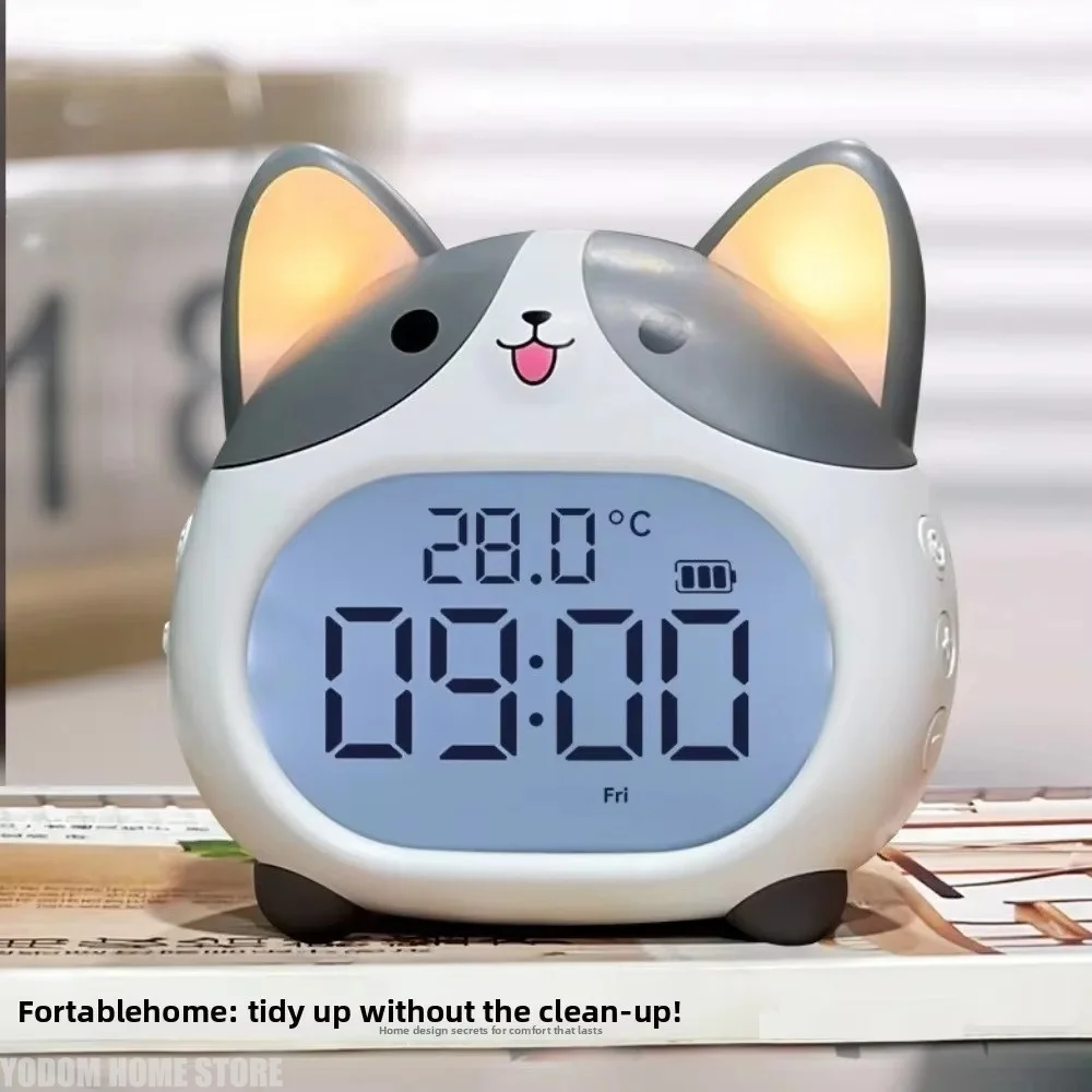 Multifunctional Led Digital Alarm Clock Cute Corgi Dog Design Time Date Display Creative Desk Decor Gift For Kids