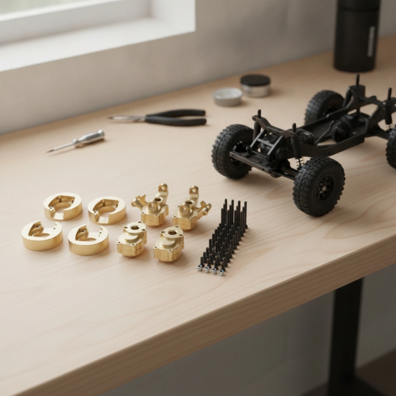 RC Car Upgrade Kit Copper RC Car Parts with Screws Sturdy Long-Lasting for Hobbyists, Weight Adjustment