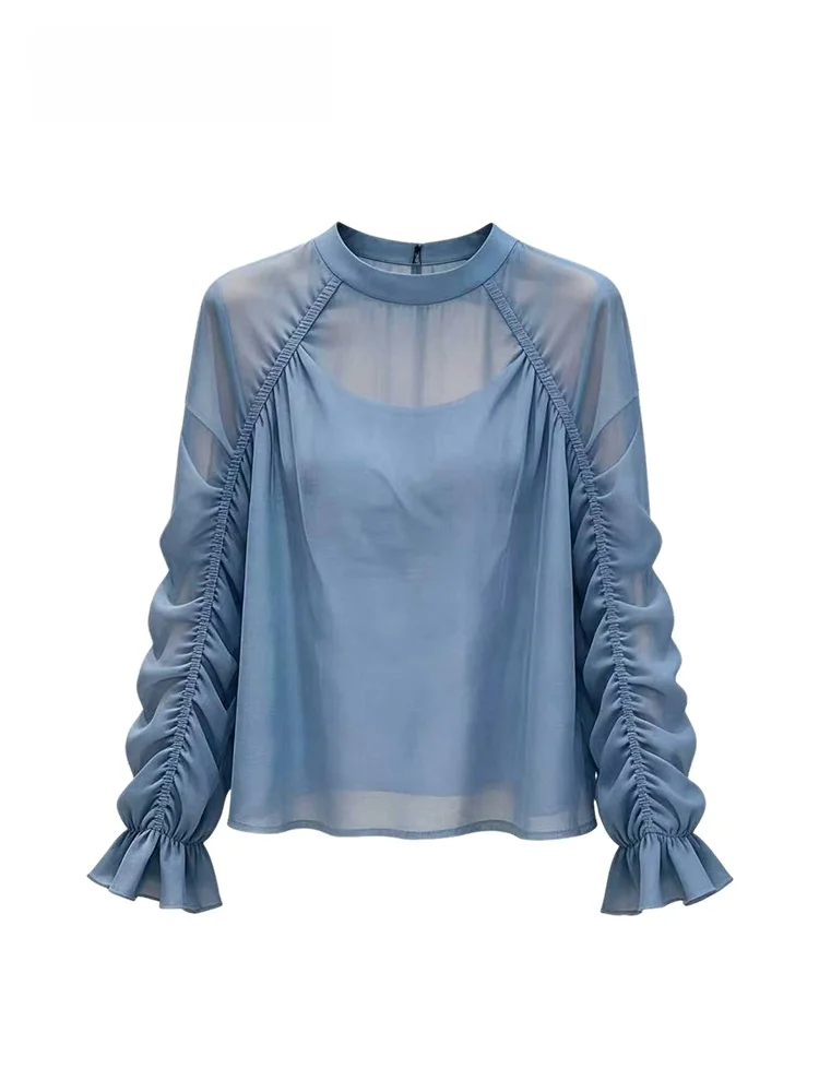 

Fashionable plus Size Women's Long Sleeve Shirt CaraCLUB Summer New High Waist Design Casual Style Standard Fit Inner Wear Top