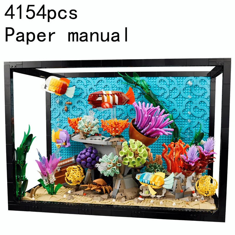 4154 Stuks Tropisch Aquarium Visbak Model Bouwsteen Oceaan Dieren Constructiespeelgoed Compatibel Met Set 10366 Volwassenen Cadeau
