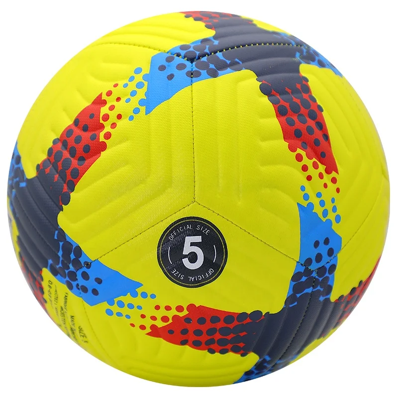 เย็บด้วยเครื่องจักร PU คุณภาพสูง สำหรับลูกฟุตบอลขนาด 5 ฝึกซ้อมมืออาชีพสำหรับผู้ใหญ่และเด็ก มีสินค้าขายส่งจากโรงงาน รับผลิตตามแบบ