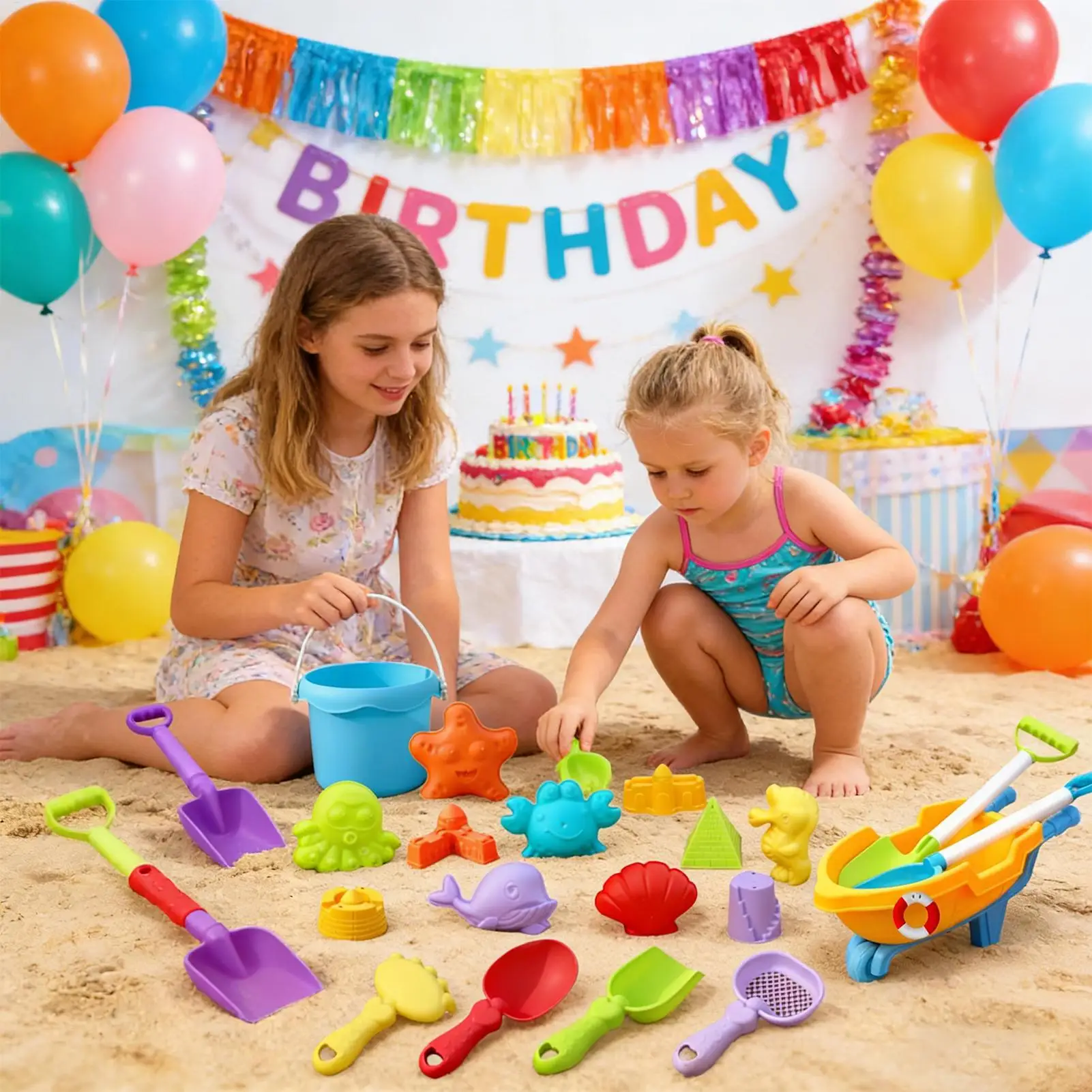 19PCS Durable Plastic Beach Sand Toy Set Summer Pool Beach Game Set Outdoor Sand Play Tools For Boys And Girls