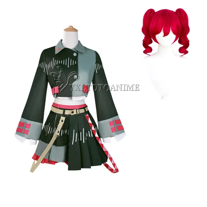 CyKasane Teto Cosplay Voicepeakk Uniformy Peruka Anime Diva Piosenkarka Teto Śliczny Czerwony Kucyk Kostium Damski Dziewczęcy Halloween Scena