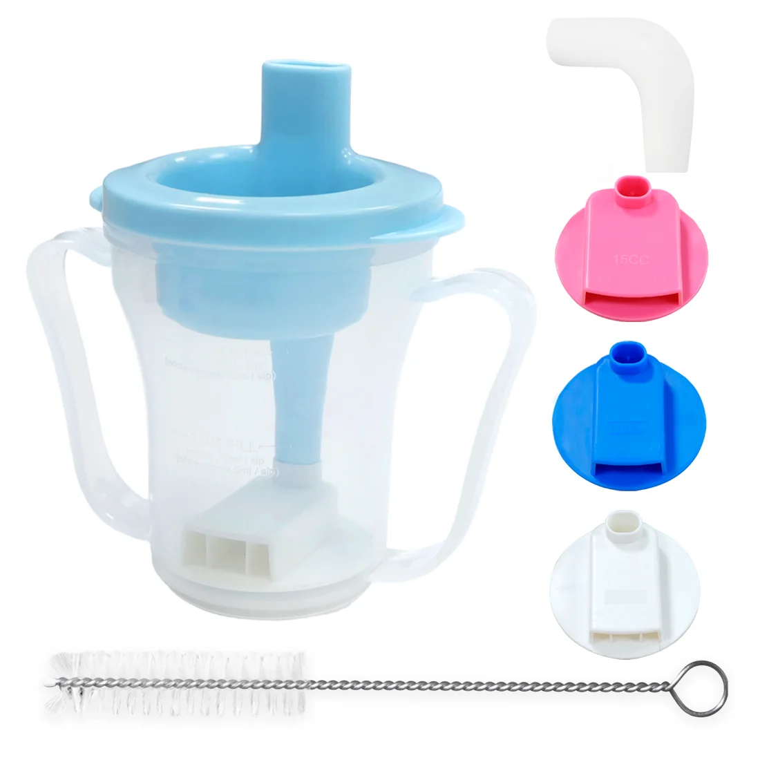 Ehucon Dysphagia Drinking Cup with 5/10/15cc Liquid Control Adapters,Safe Water Cup for  Difficulty Swallowing Anti-Choking